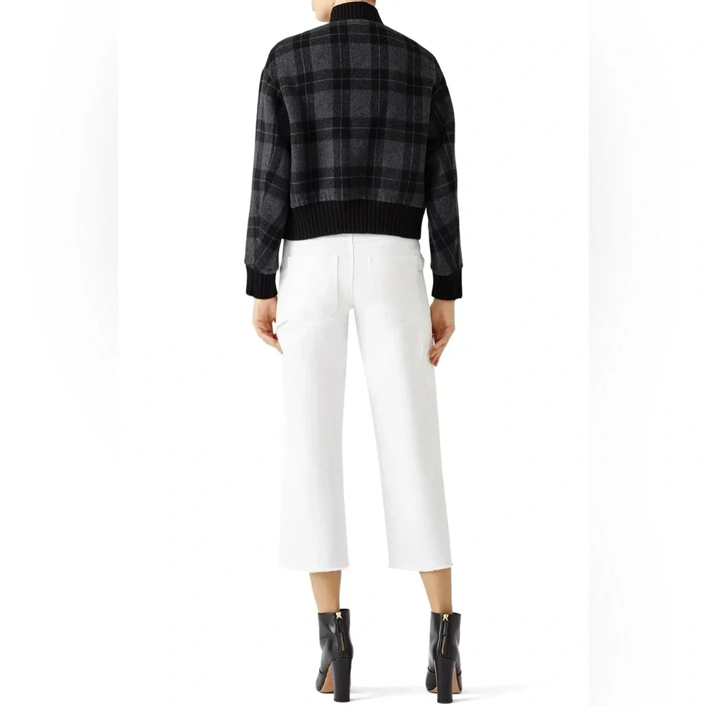 Vince Plaid Bomber Jacket - Black and Gray - Picture 4 of 9